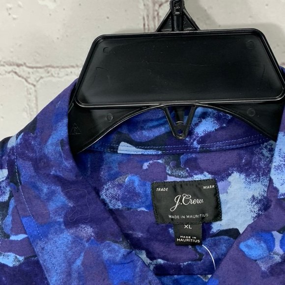 J. Crew Watercolor Blue Camo Print Slim Fit Button - Picture 7 of 12